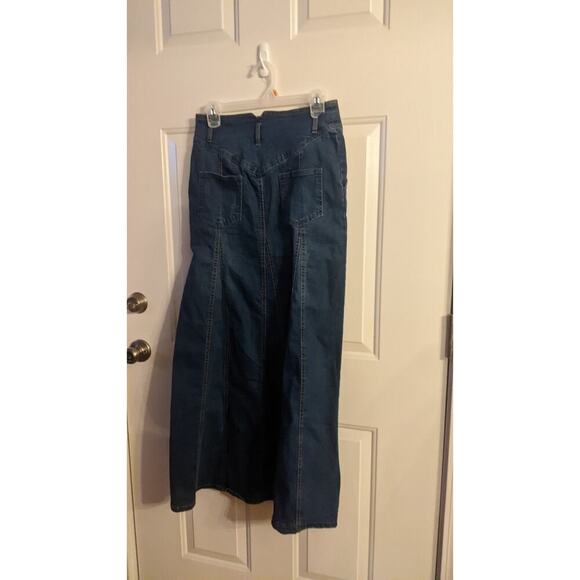 Chartou Maxi Denim Skirt, Dark Wash, Flare, Medium, NWT - Picture 2 of 10